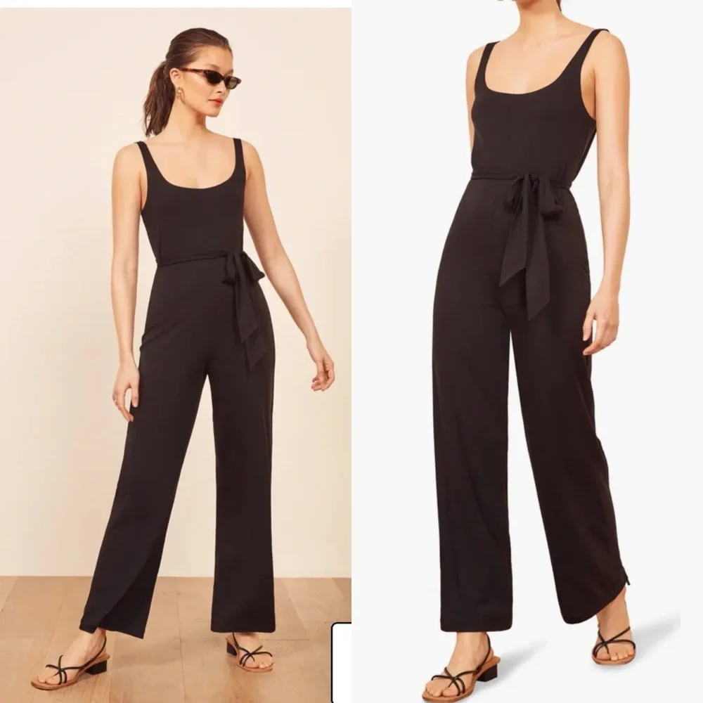 Reformation Jeans June Sleeveless Wide Leg Jumpsuit Black